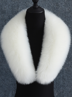 秋冬超大仿狐狸毛领子毛呢青果领