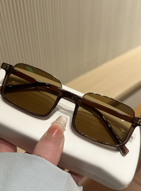 韩系玳瑁下边框复古素颜防UV墨镜