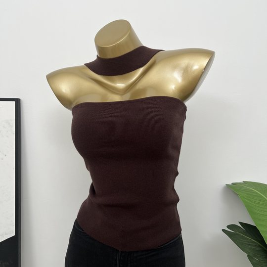 Sexy versatile leaky back halter top tube top for women