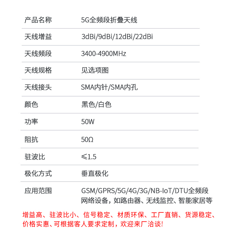 5G 4G GSM全频段路由器胶棒天线全向智能家居物联网高增益接收器 - 图0