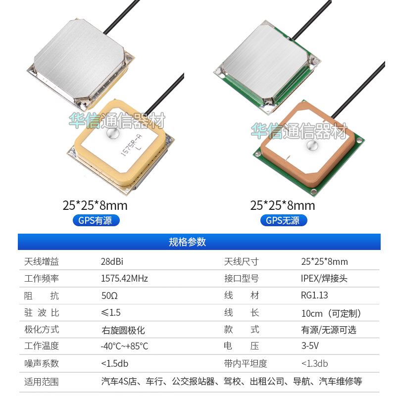 GPS有源/无源内置天线gps陶瓷导航定位天线模块 信号放大IPEX头 - 图1