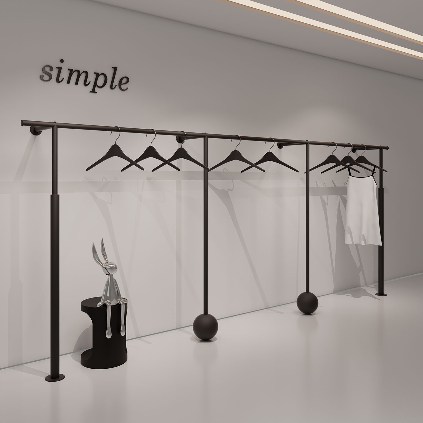 服装店展示架上墙挂衣架铁艺黑色落地陈列架女装店专用挂衣杆货架 - 图0