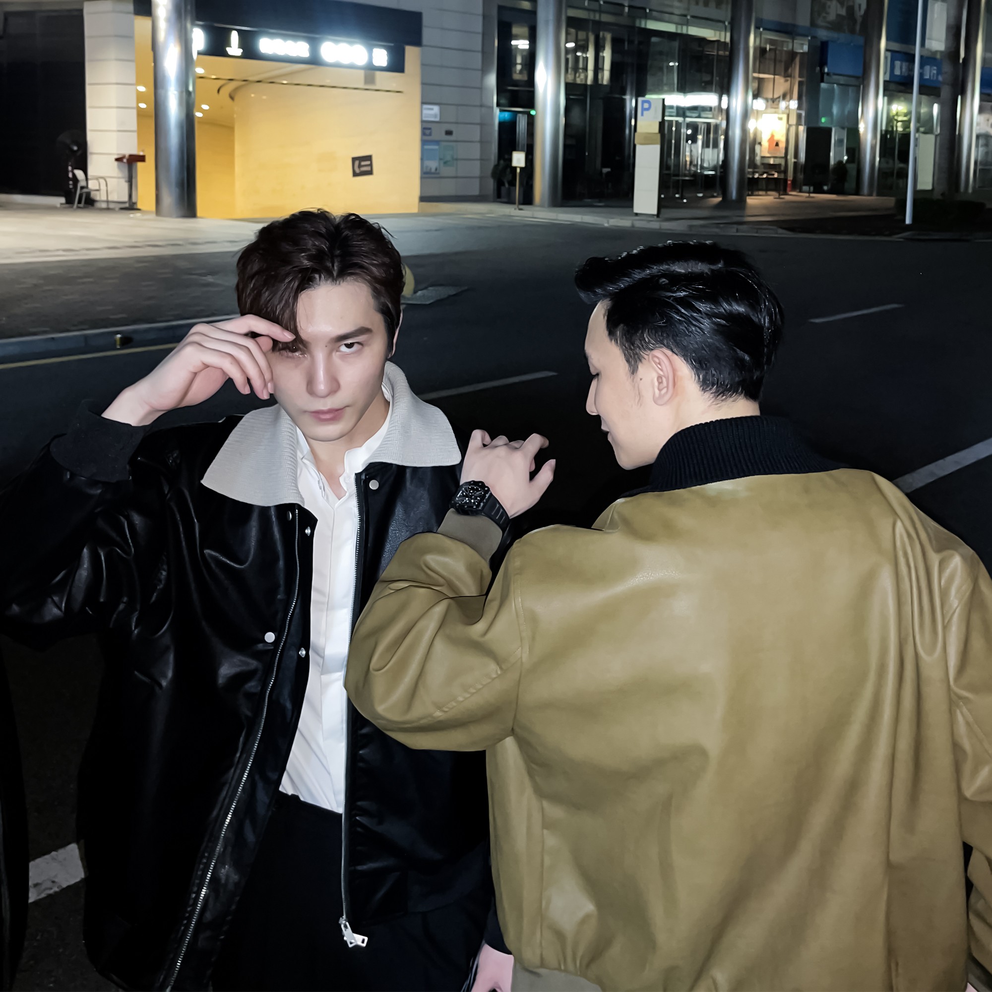 【DAIO ETHAN】早秋雅痞潮男皮衣夹克撞色翻领短款棒球服机车夹克
