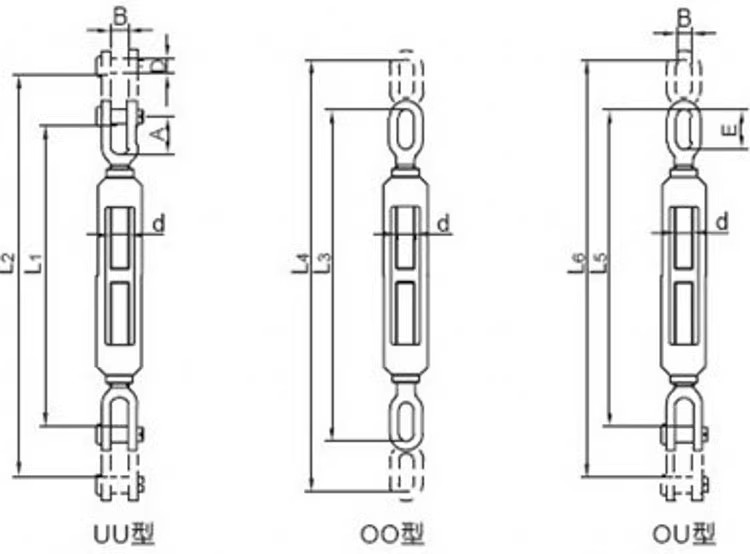 GB561-65船用索具螺旋扣 国标花兰螺丝 铸钢模锻花兰螺丝M12-M30 - 图3