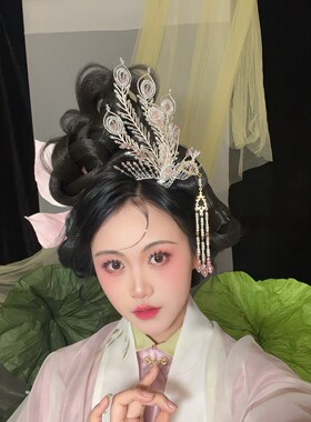 汉服头饰古风发饰王熙凤同款金丝凤五尾串珠侧凤左右通用