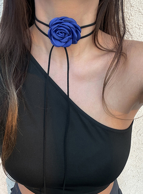 新款拉丁舞蹈摩登舞服脖子配饰系带花朵项链饰品国标舞蹈演出配饰