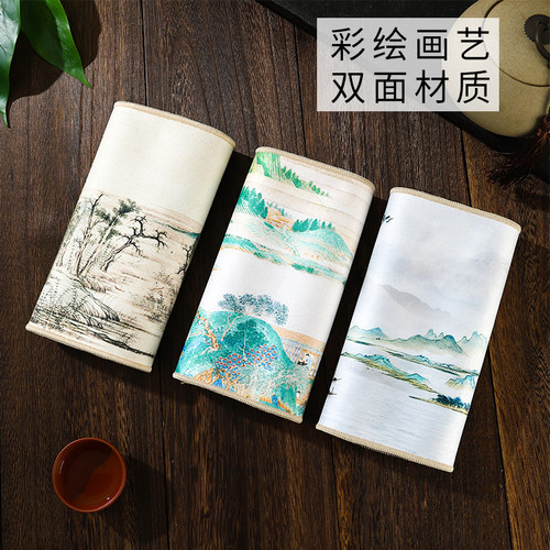 茶巾布吸水高档麂皮绒长条茶垫桌布中式高级感防水养壶巾茶具配件 - 图2