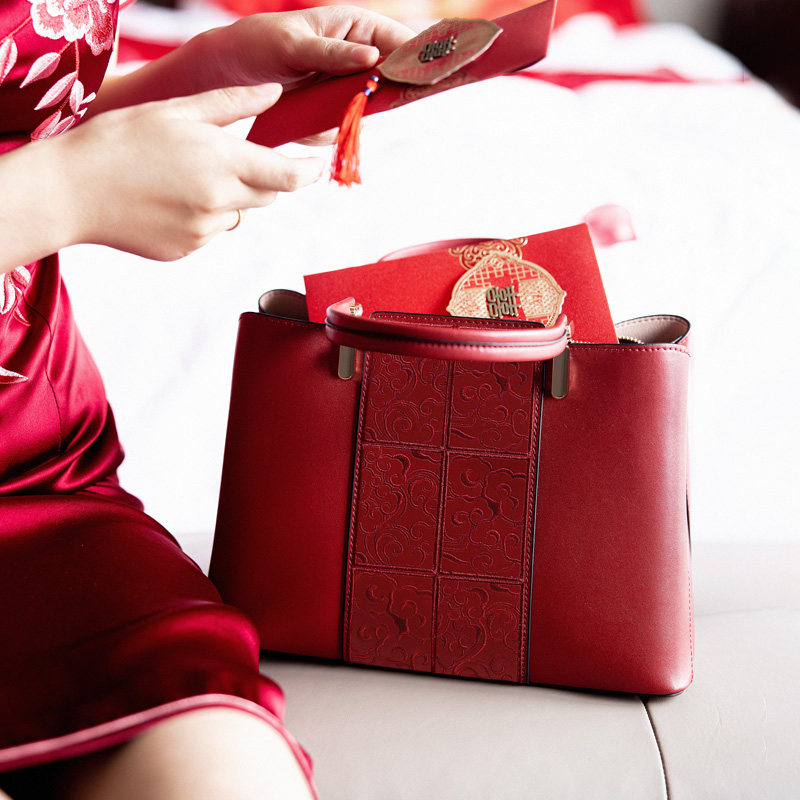 妈妈款结婚红色夏中年大气喜手提包 蒂小姐女士包袋