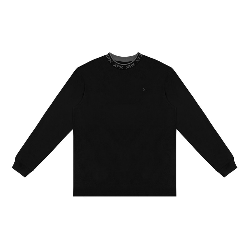 XPX 周柏豪 MOCK NECK XPX. LONG TEE 立领印花长袖T恤 - 图2