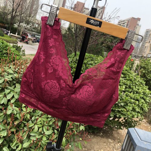 美逸3301氧护薄杯透气蕾丝性感内衣女背心式全罩杯无钢圈睡眠文胸 - 图1