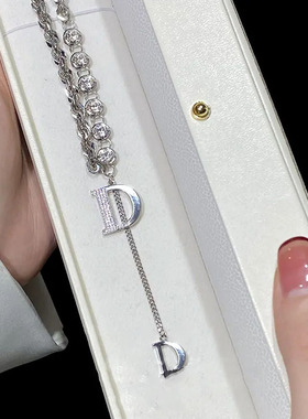 轻奢小众设计D字母重工款毛衣链