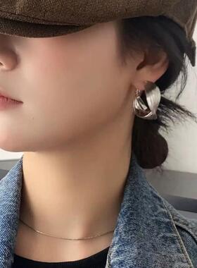 小众港风耳饰女扭曲耳环