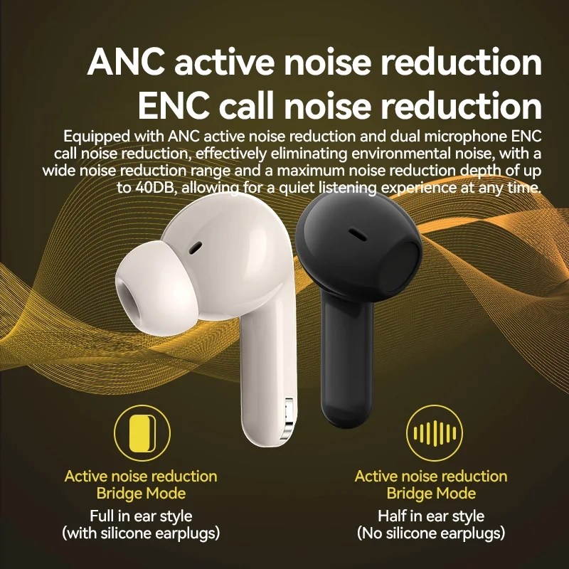 ANC Bluetooth5.4 Headset Earbuds ENC TWS Gaming Headphones - 图0