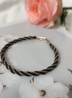 彩金蜡线精编本命年情侣手链