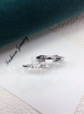 s999足银情侣戒指森系枝叶