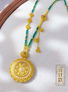 铜合金项链 转运八宝罗盘项链女高品质新中式轻奢复古锁骨链配饰