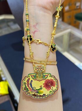 金店同款 黄铜镀金 国潮烧蓝凤喜聚宝如意锁包 高端定制复古风