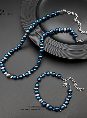 YUSTUDIO情侣黑胆石不掉色手链