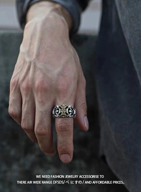 yu原创设计欧美复古船锚开口戒指