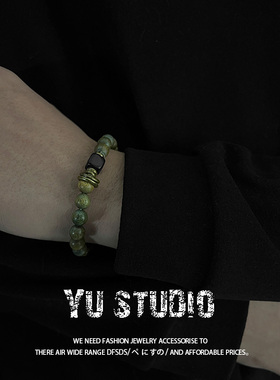 YUSTUDIO通用绿檀木民族风手链