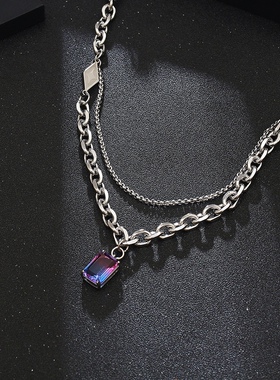 YUSTUDIO情侣钛钢嘻哈潮流项链