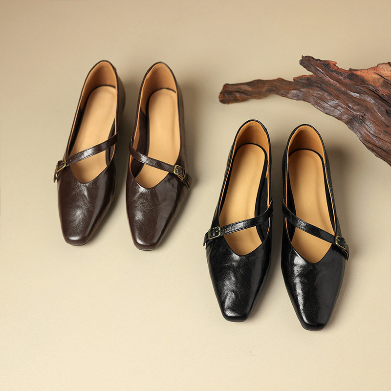 头层羊皮！法式复古玛丽珍鞋女低跟真皮单鞋浅口小方头猫跟皮鞋子,淘宝优惠券,粉丝福利购,淘宝优惠卷