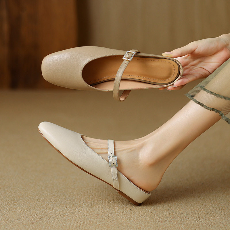 法式晚风真皮坡跟包头半拖鞋夏外穿内增高懒人穆勒鞋女大码41一43,淘宝优惠券,粉丝福利购,淘宝优惠卷