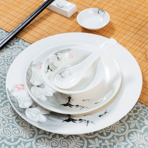 酒店餐具用品新中式摆台餐具套装饭店四件套餐饮单位包厢骨碟餐具 - 图1