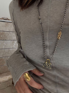 复古虎眼石包包吊坠项链