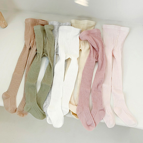 儿童打底裤纯色麻花纹连裤袜女童夏网眼透气薄日系棉1-12岁中大童 - 图0