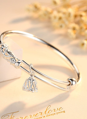 小清新年轻9999万足纯银手镯女友