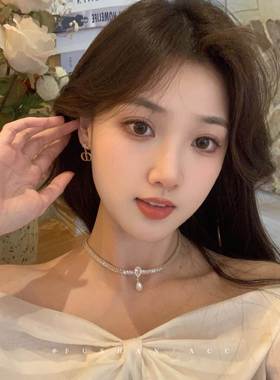 「爱乐之城」法式复古轻奢气质珍珠项链小众设计锁骨链高级感颈链