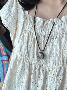 BeckyOriginal天然银曜石项链