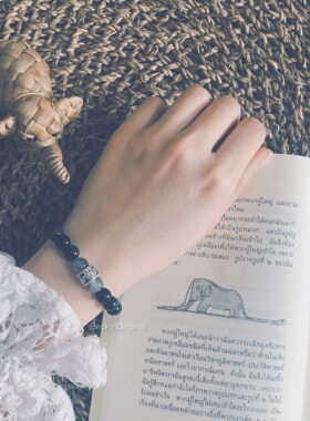 贝奇手作·「不再哭泣的宝石」泰国象黑曜石发晶情侣中式少女手链