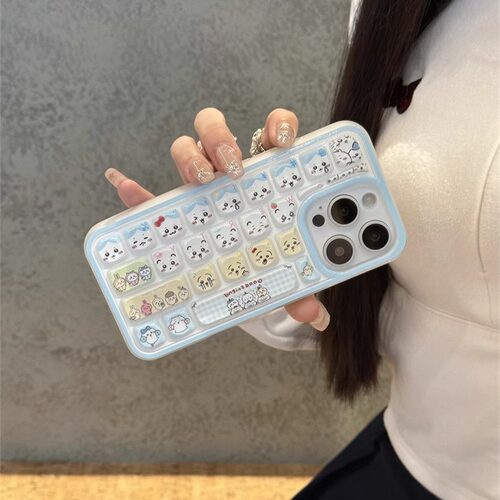 日韩可爱卡通吉伊卡哇键盘适用iphone17pro手机壳苹果16新款15创意14pro女款13超火15promax全包防摔保护套软 - 图3