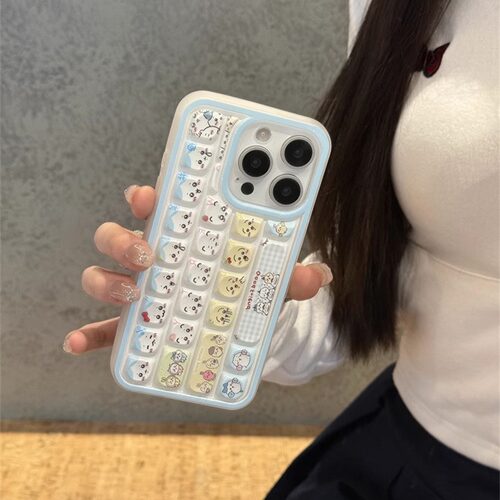 日韩可爱卡通吉伊卡哇键盘适用iphone17pro手机壳苹果16新款15创意14pro女款13超火15promax全包防摔保护套软 - 图2