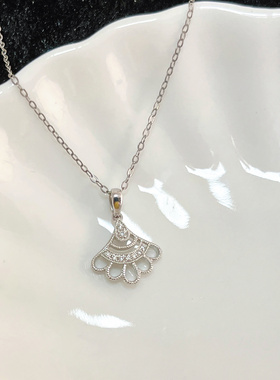 裙子18k白金项链女钻石吊坠优雅超仙时尚潮流女生锁骨链简约