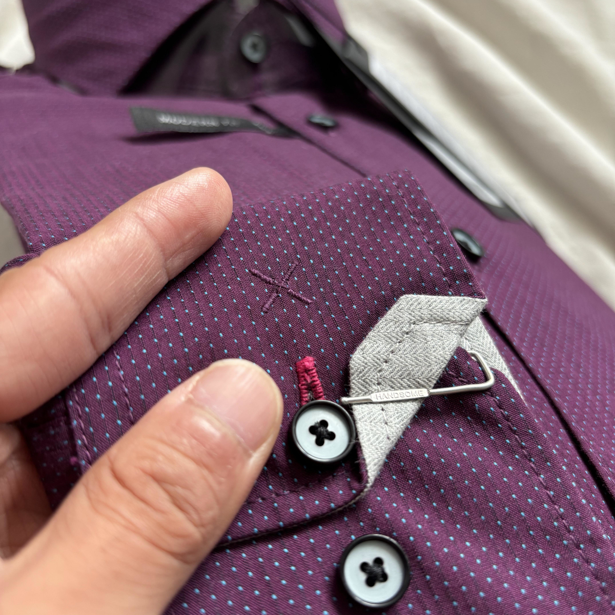 S系列 高端款！1400+ 薄款波点商务休闲纯棉男士长袖衬衫打底春秋 - 图3