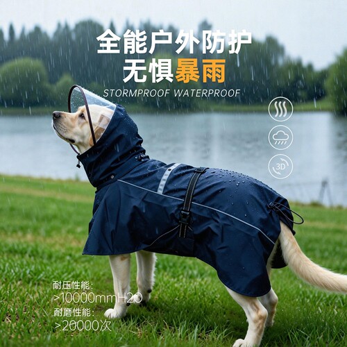 狗狗雨衣四季连帽斗篷小中大型犬金毛柯基超强防水反光宠物雨披 - 图0
