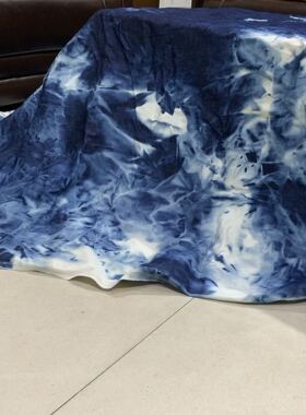 工厂剩下牛仔布料扎染小清新布碎高山流水蓝色印花布头Diy手工布