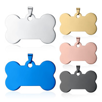 Manufacturer Direct Selling Spot Metal Blank Bone Shaped Dog Card Mirror Stainless Steel Pet New Private Laser Set