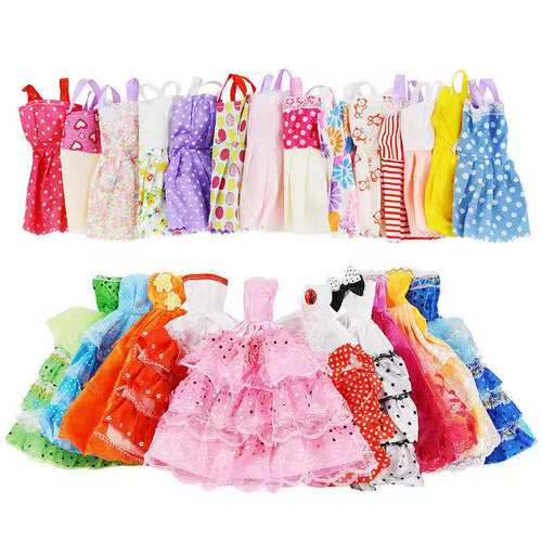 娃娃的鞋子衣服随机婚纱裙短裙换装礼服衣服裙子配件10件一包 - 图1