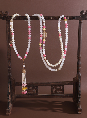 中式珍珠流苏汉服旗袍长款毛衣链