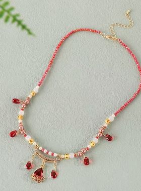 古风璎珞流苏双层短项链锁骨链