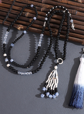 新中式国风串珠项链女长款璎珞