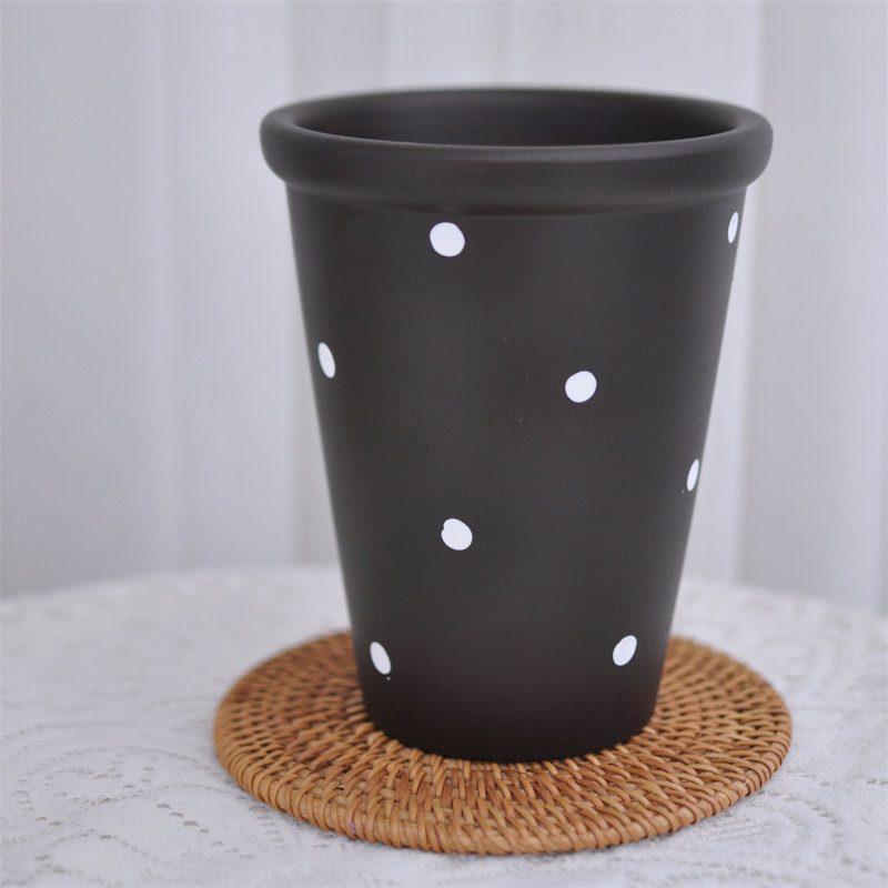 ins彩绘简约高款加厚红陶花盆龟背竹秋海棠兰花盆,淘宝优惠券,粉丝福利购,淘宝优惠卷