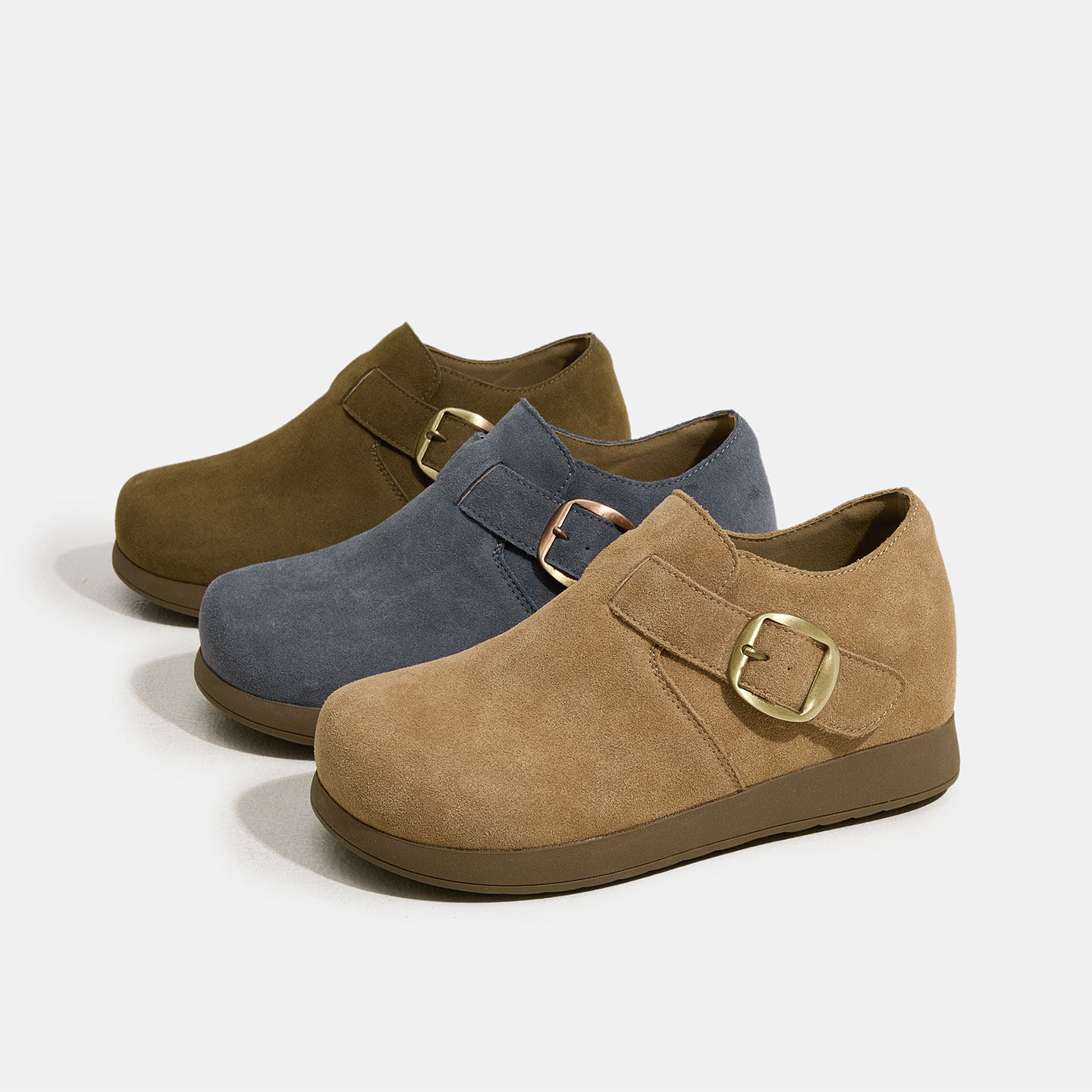 真皮勃肯鞋女厚底内增高女鞋2026新款豆豆鞋皮带扣休闲单鞋乐福鞋,淘宝优惠券,粉丝福利购,淘宝优惠卷