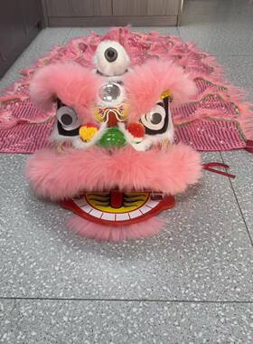 12寸单人舞狮双人舞狮可眨眼自带抓手塑料醒狮南狮幼儿表演狮子头