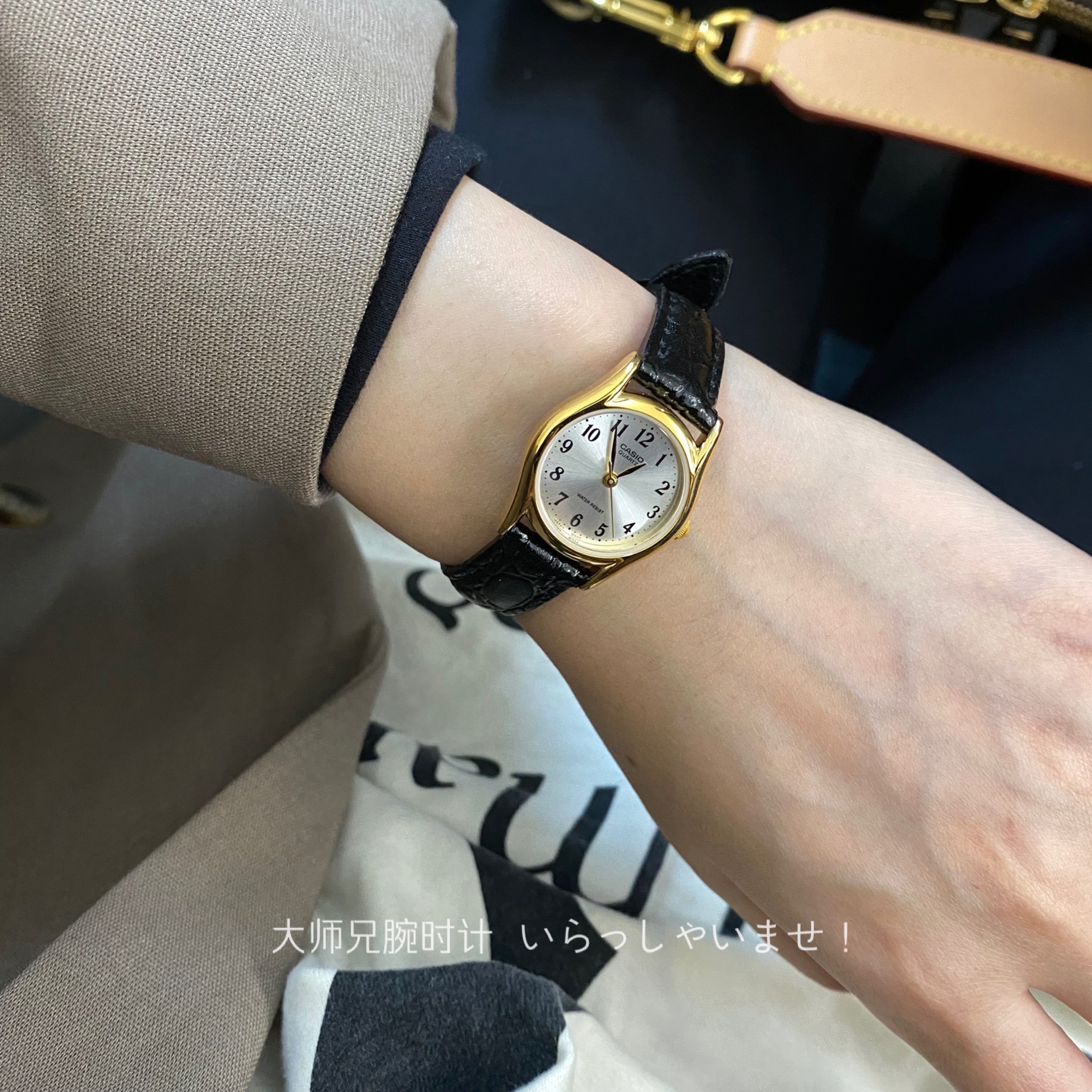 日本卡西欧*荔枝纹精刻度手表/女士小圆表/银棕色Casio气质复古 - 图2