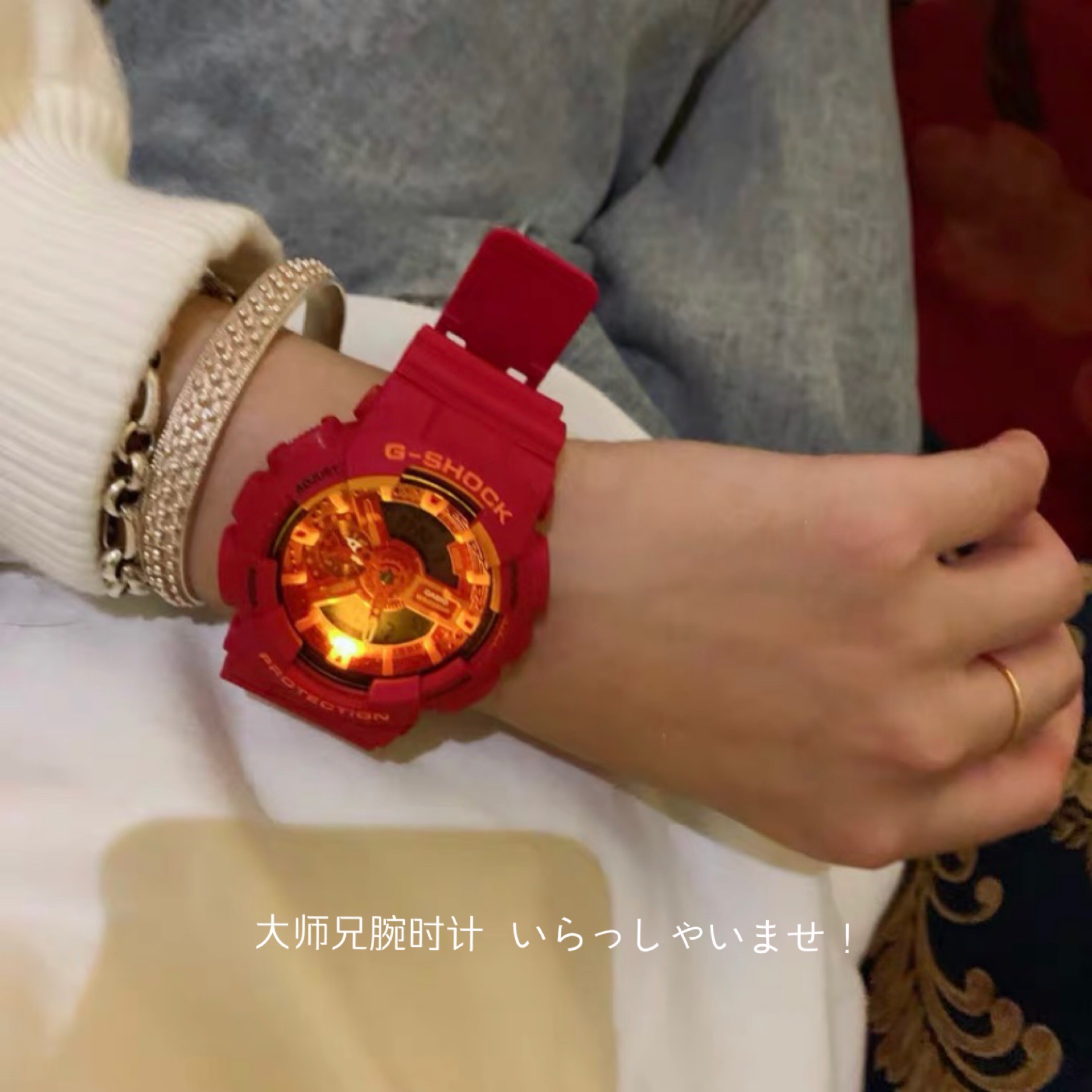 日本 Casio卡西欧Gshock西瓜红手表 男女新年红色本命年运动手表
